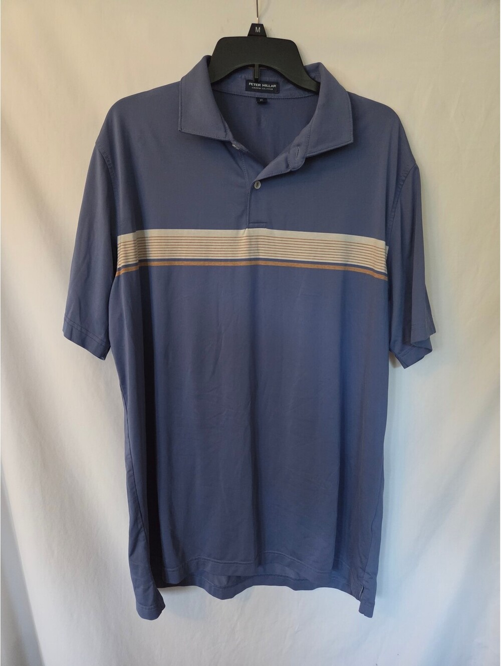 Peter Millar Crown Crafted XL Golf Polo Blue Striped Performance Stretch Mens